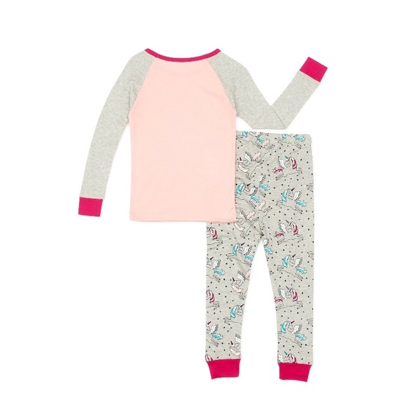 Wonder Nation Girls' Unicorn Cotton Sleep Set, 2 Piece - Picture 9 of 9